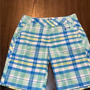 Oakley Women’s Mint Blue Plaid Golf Shorts